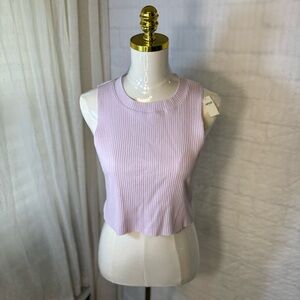 New! Aerie Women's Size XL Baby Pink Rib Knit‎ Scoop Neck Pullover Tank Top Crop